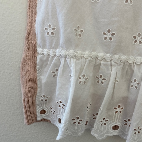 Elegant White and peach Eyelet Top - Picture 4 of 5
